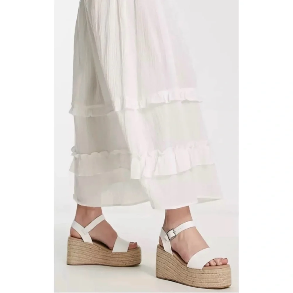 Soludos White Espadrille Wedge Sandals